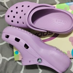 Lavender platform Crocs